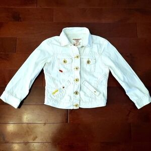 American Eagle White Denim Embroidered Jean Jacket